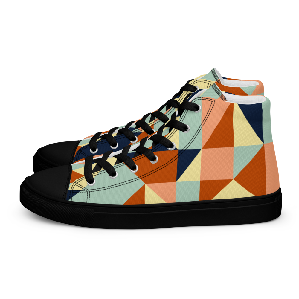 Geometric Color Block Women's High Top Canvas Shoes