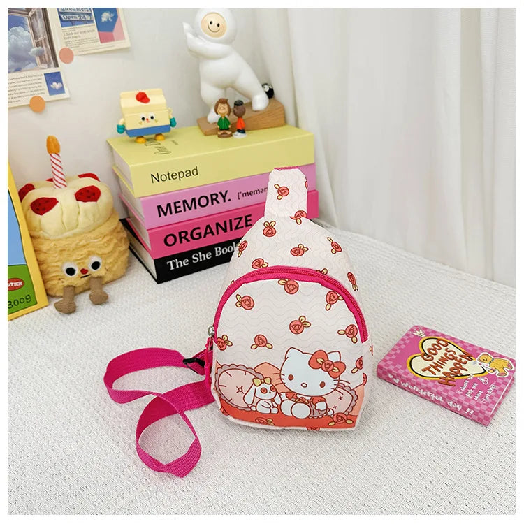 Sanrios Shoulder Bag Girls Hello Kitty Kuromi Cinnamoroll Crossbody Bags Outdoor Sport Travel Chest Pack Mini Coin Purse Gift