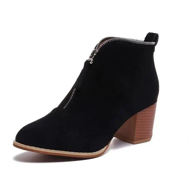 Leopard Print Chunky Heel Ankle Boots for Women
