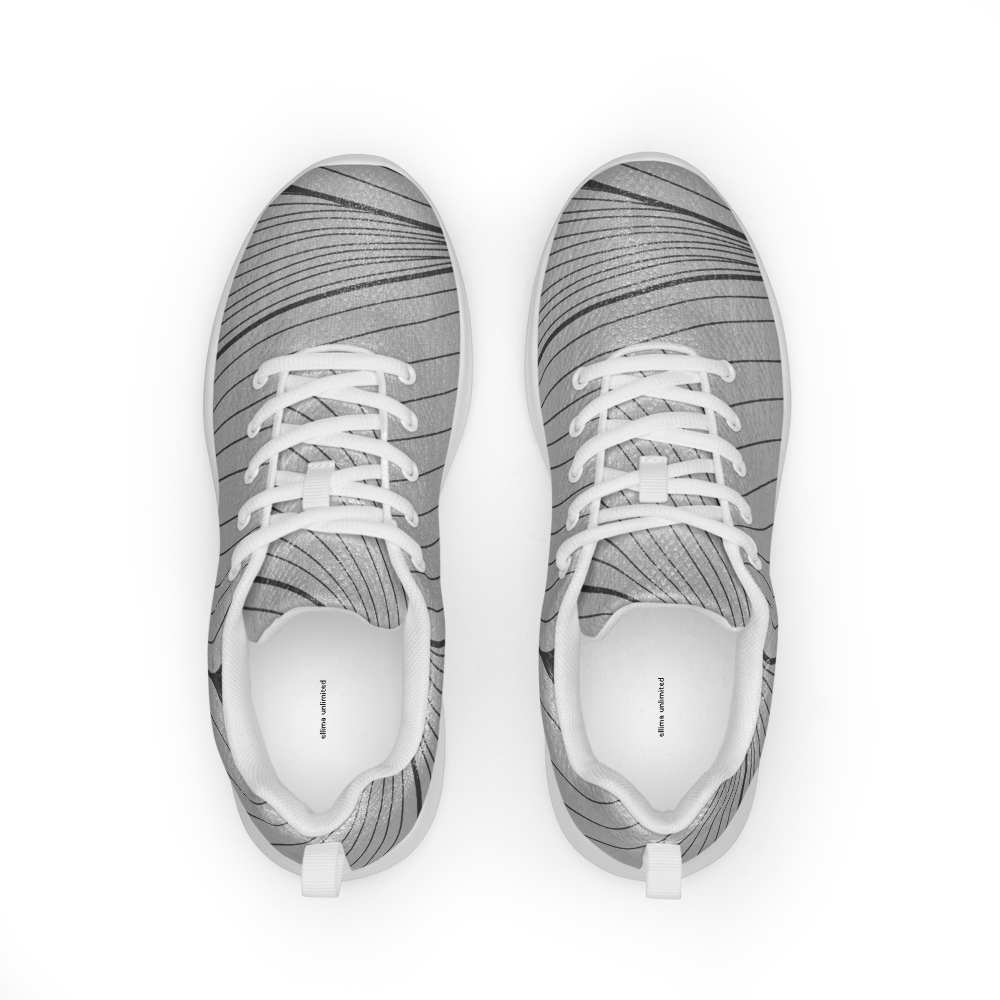 Gray Striped Women's Athletic Shoes