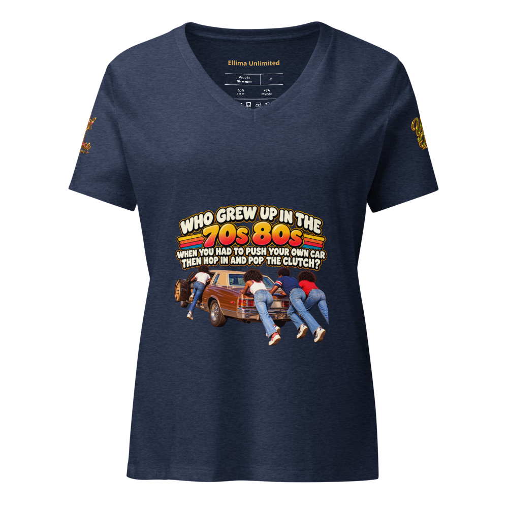 Ellima Unlimited "Pop the Clutch" Women's Relaxed V-Neck T-Shirt | Bella Canvas 6405CVC