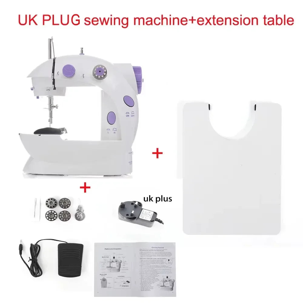 Household Electric Sewing Machine Beginner Dual Speed Portable Flat Bed Light Travel Craftsman DIY Mini Portable Foot Pedal
