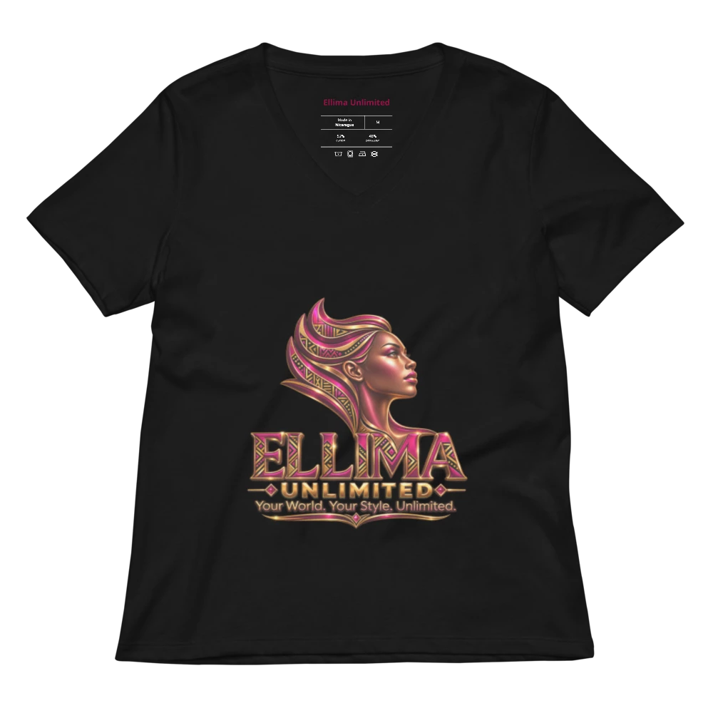 Ellima Unlimited Logo'd Women's Relaxed V-Neck T-Shirt | Bella Canvas 6405CVC