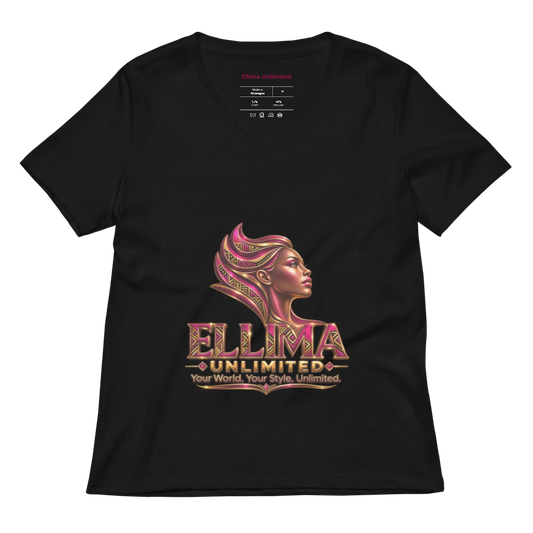 Ellima Unlimited Logo'd Women's Relaxed V-Neck T-Shirt | Bella Canvas 6405CVC
