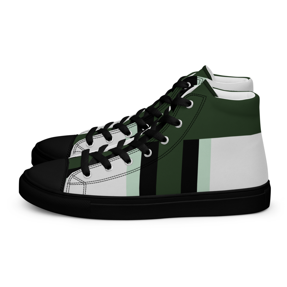 Men's Green Stripe High Top Canvas Shoes