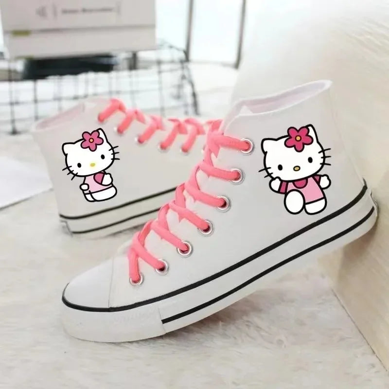 real pictures hello kitty cat 2025 New plus size Branded Students Soft Girl sports man white Canvas Shoes women Casual Shoes