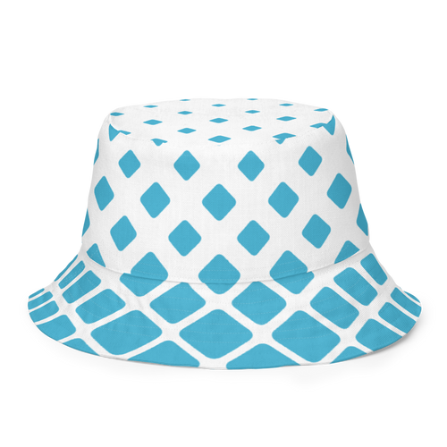 Blue Geometric All-Over Print Reversible Bucket Hat