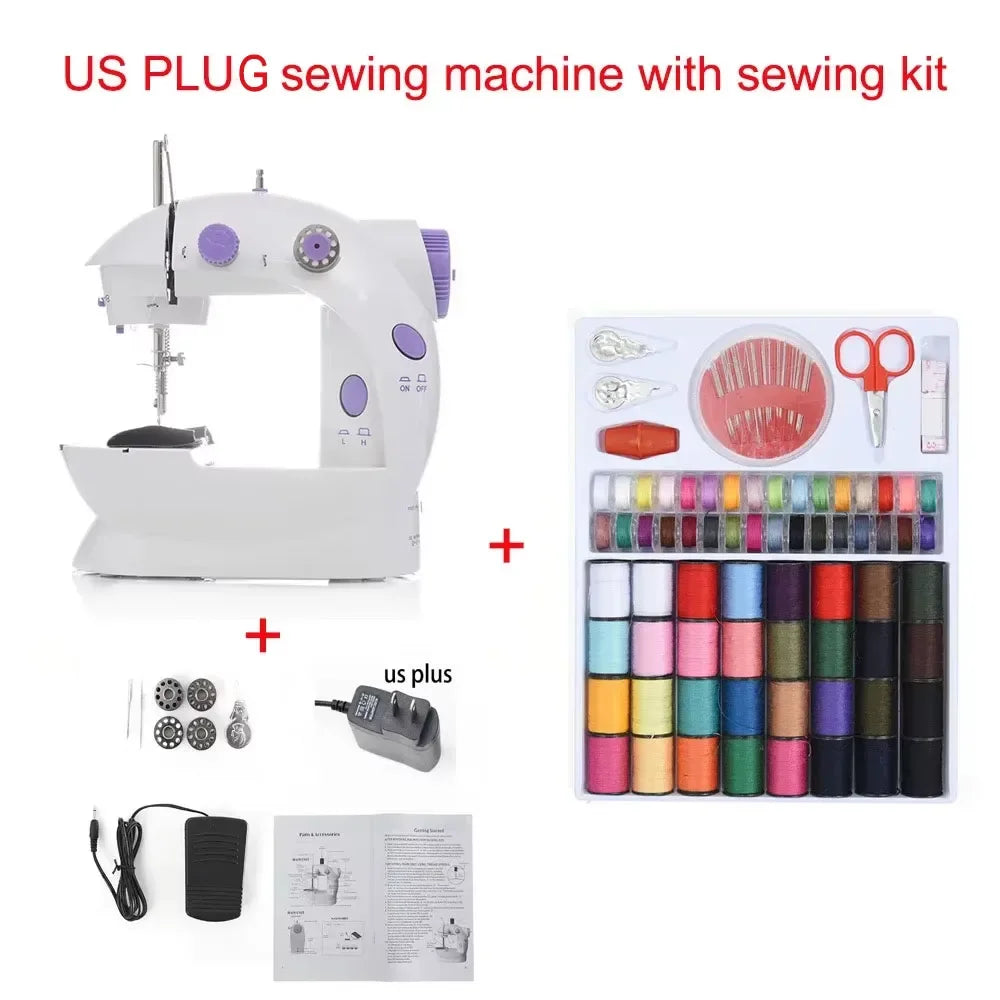Household Electric Sewing Machine Beginner Dual Speed Portable Flat Bed Light Travel Craftsman DIY Mini Portable Foot Pedal