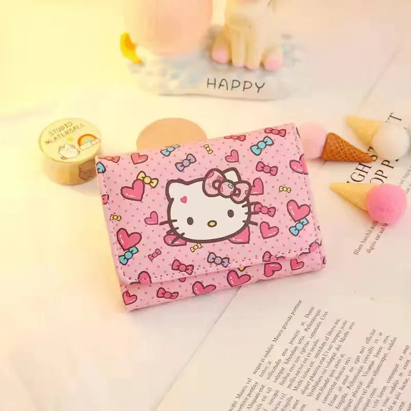 Hello Kitty Wallets for Women Sanrios Cute Coin Purse Girls ID Card Holder Bags Travel Shopping Pocketbook Fashion Billfold Gift