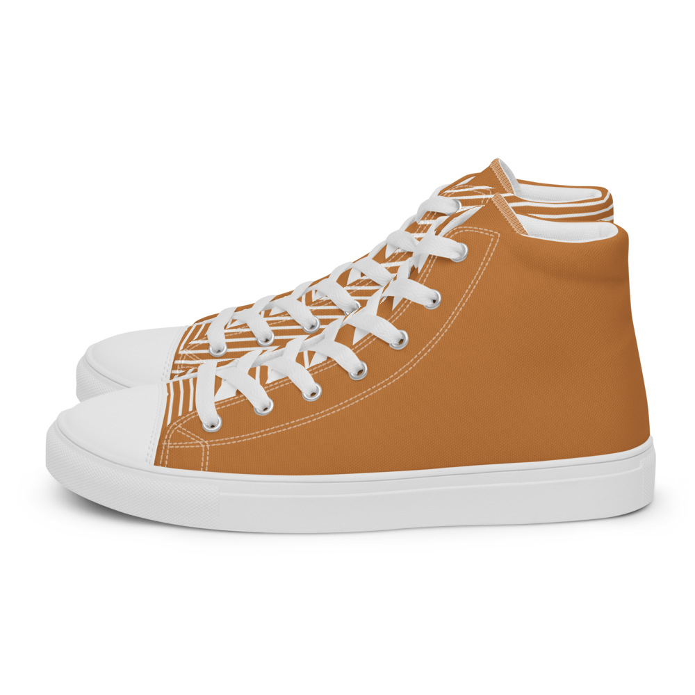 Cappuccino Stripe Women's High Top Canvas Shoes