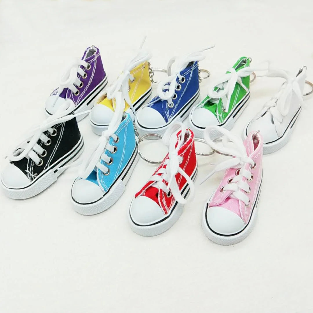New Creative 3D Canvas Sneaker Tennis Shoe Keychain Cute Mini Sport Shoes Pendant Keyrings Car Simulation Trinket Bag Key Holder