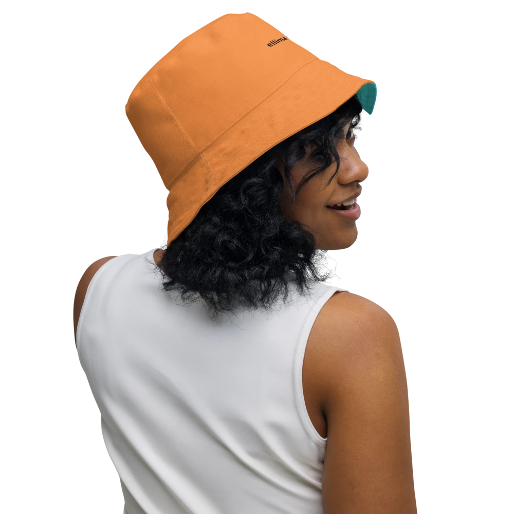Aqua and Orange All-Over Print Reversible Bucket Hat