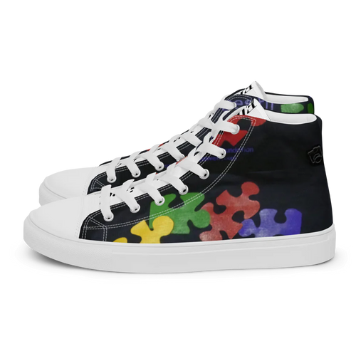 Black Autism Awareness Women's High Top Canvas Shoes