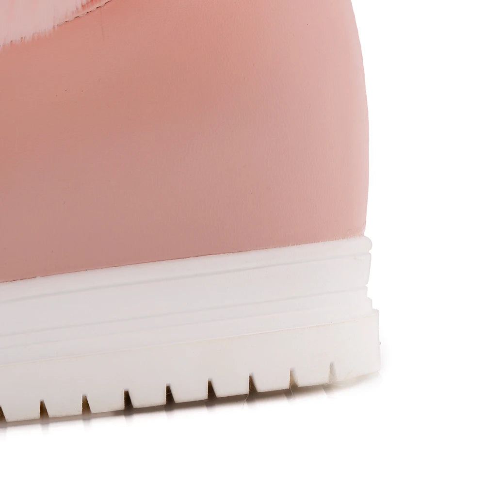 Fashion Women Snow Boots 2025 Winter Boots Height Lncreasing Platform Thick Plush Warm Zip Winter Shoes 34-43 White Pink Black