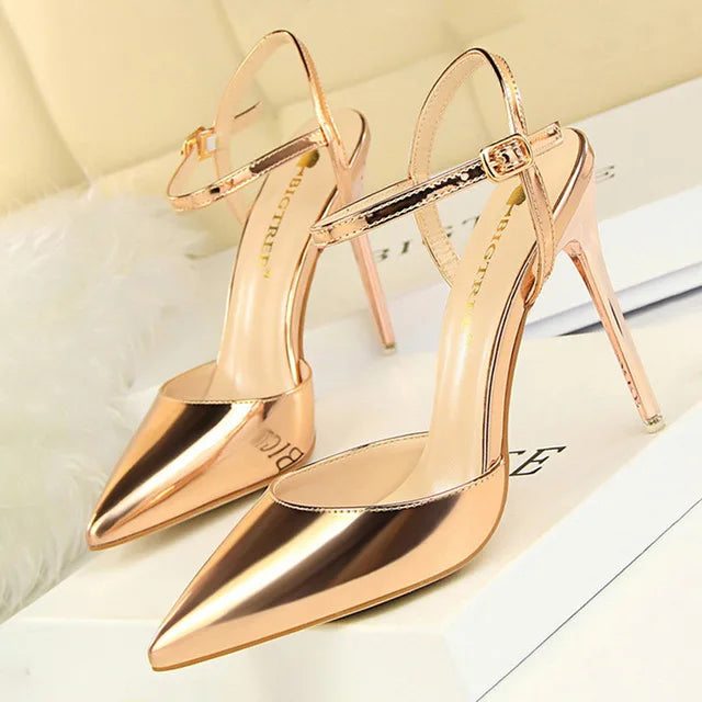 BIGTREE Shoes Fashion High Heels Shoes Patent Leather Woman Pumps Sexy Women Heels Blue Sliver Stiletto Heels Women Sandals 2025