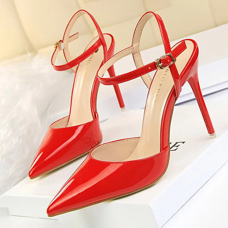 BIGTREE Shoes Fashion High Heels Shoes Patent Leather Woman Pumps Sexy Women Heels Blue Sliver Stiletto Heels Women Sandals 2025