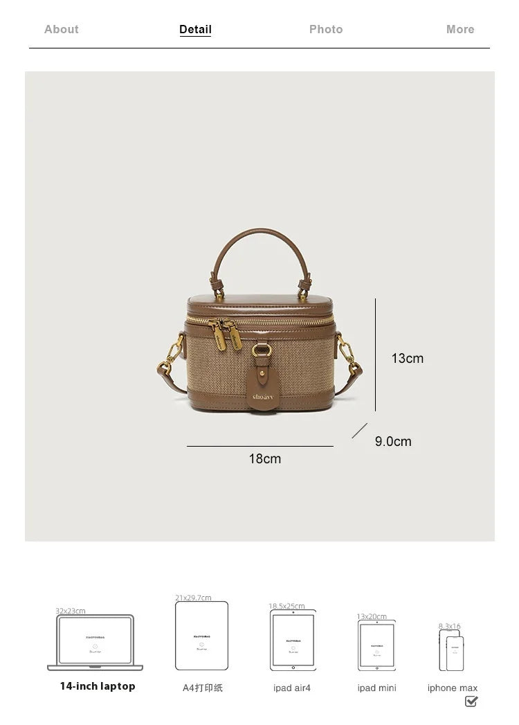 Retro Single Shoulder Crossbody Handbag for Women Fashionable Retro Box Bag with Zip Nylon Contrast Color Bucket Bag