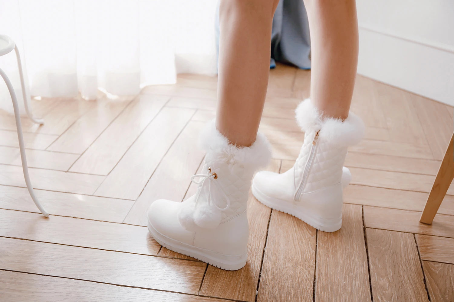 Fashion Women Snow Boots 2025 Winter Boots Height Lncreasing Platform Thick Plush Warm Zip Winter Shoes 34-43 White Pink Black