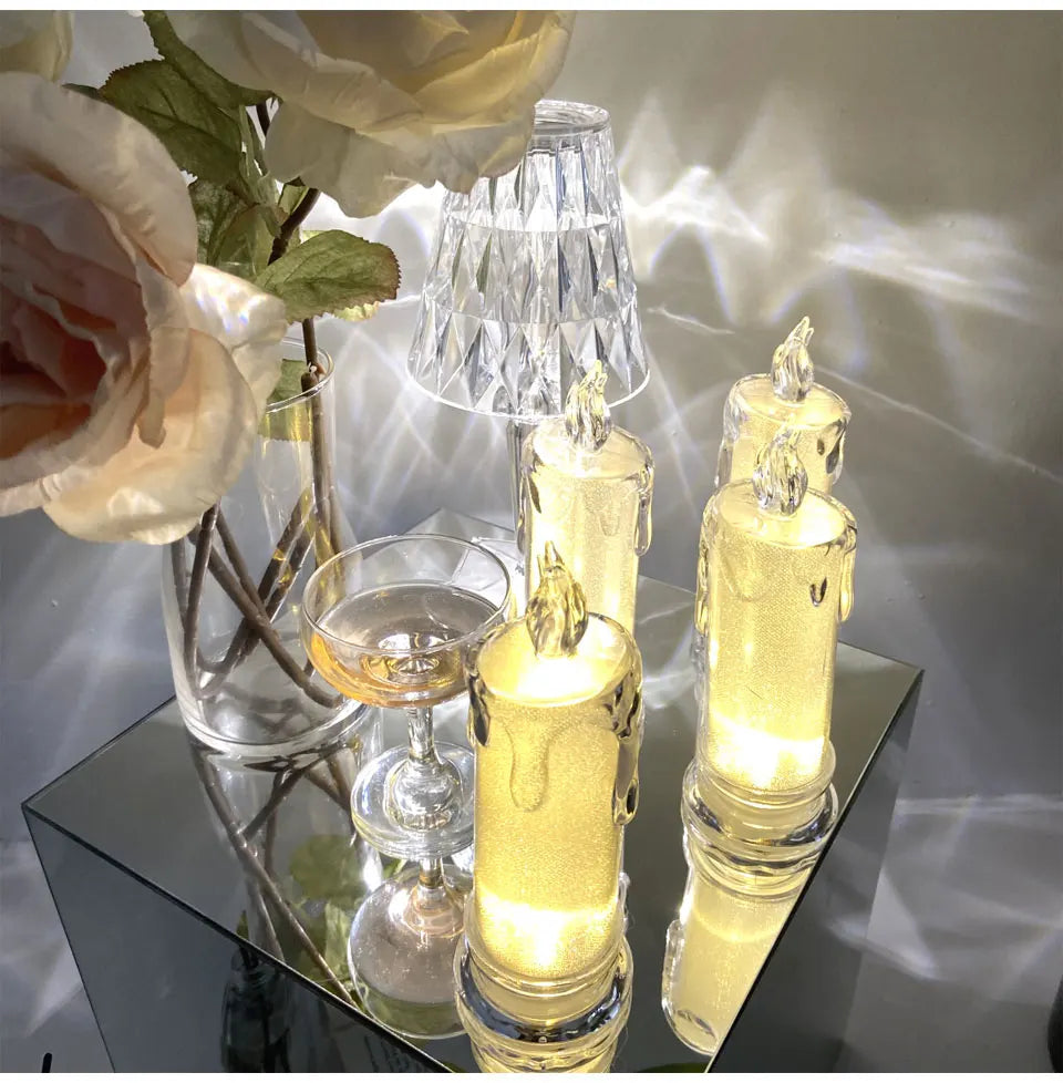 Candle Crystal Lamp Led Flameless Candles with Battery Operated Pillar Candles with Realistic Flame Light Desk Lamp Home Decor