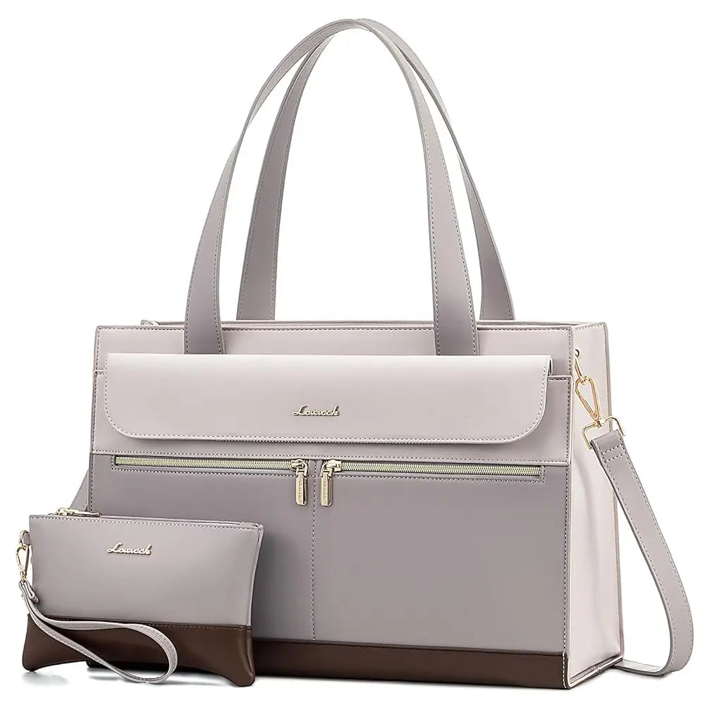 LOVEVOOK PU Leather Computer Briefcase Office Lady Shoulder Tote Handbag Large Capacity Business 15.6 Inch Laptop Bag for Women