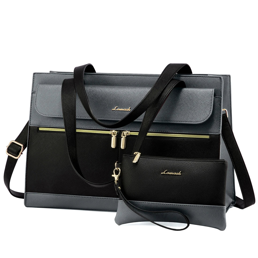 LOVEVOOK PU Leather Computer Briefcase Office Lady Shoulder Tote Handbag Large Capacity Business 15.6 Inch Laptop Bag for Women