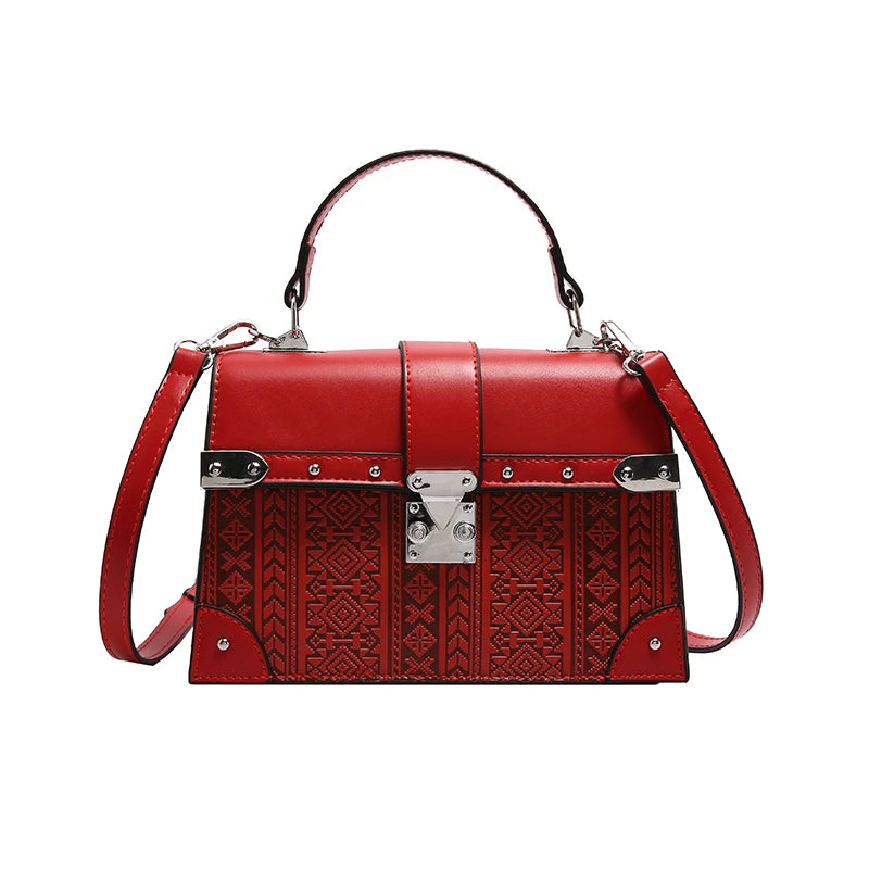 2024 Hot Selling Trend  Luxury  Women's Small Square Bag Fashion Lock Geometric Pattern Shoulder Bag Ladies Handbags