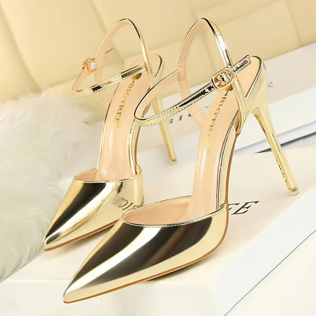 BIGTREE Shoes Fashion High Heels Shoes Patent Leather Woman Pumps Sexy Women Heels Blue Sliver Stiletto Heels Women Sandals 2025
