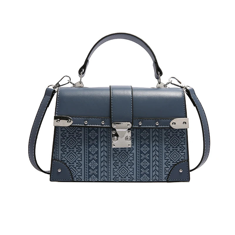 2024 Hot Selling Trend  Luxury  Women's Small Square Bag Fashion Lock Geometric Pattern Shoulder Bag Ladies Handbags