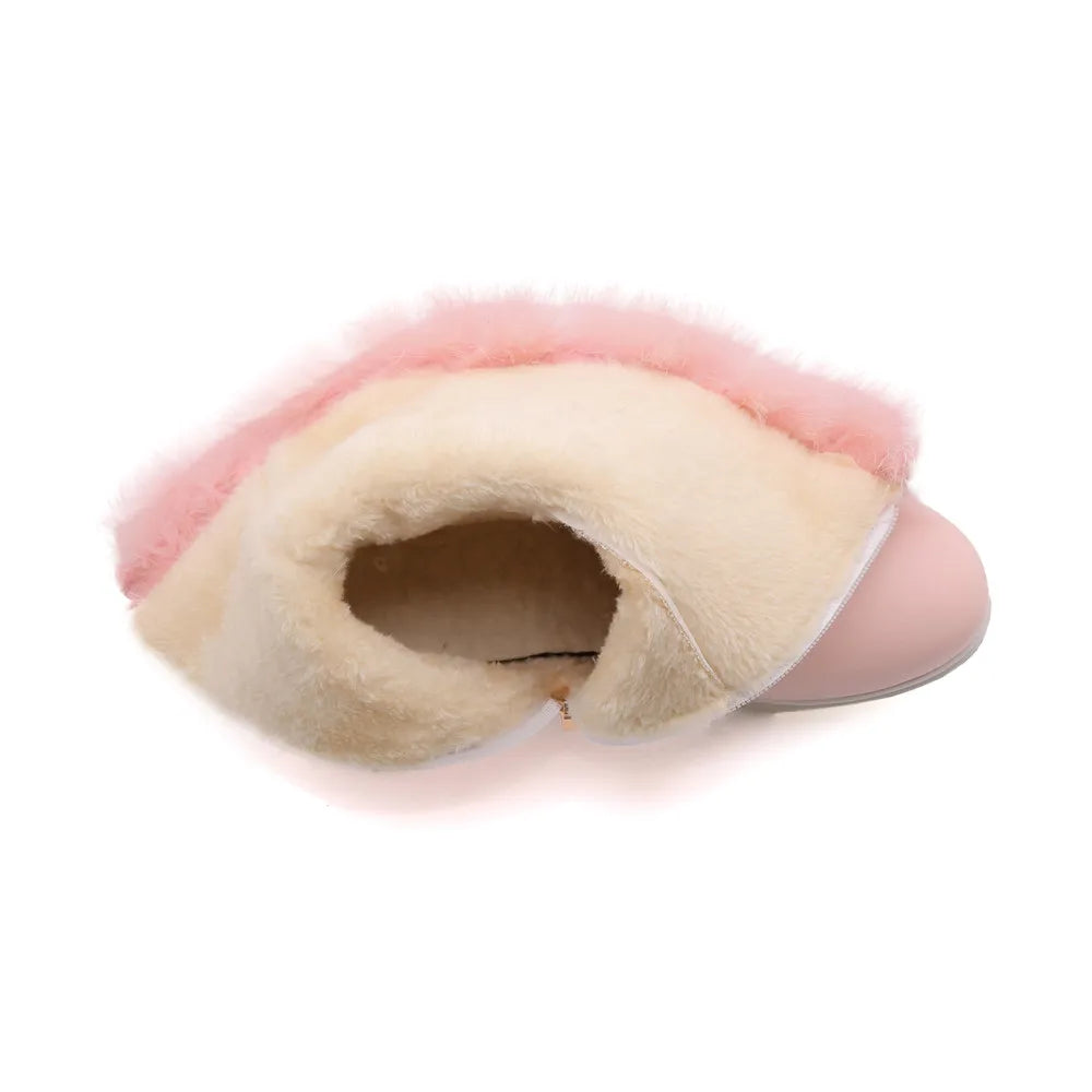Fashion Women Snow Boots 2025 Winter Boots Height Lncreasing Platform Thick Plush Warm Zip Winter Shoes 34-43 White Pink Black