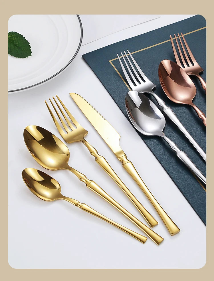 16pcs Cutlery Set Dinnerware Stainless Steel Western Tableware Forks Knives Spoons Silverware Wedding Gift Dishwasher Safe
