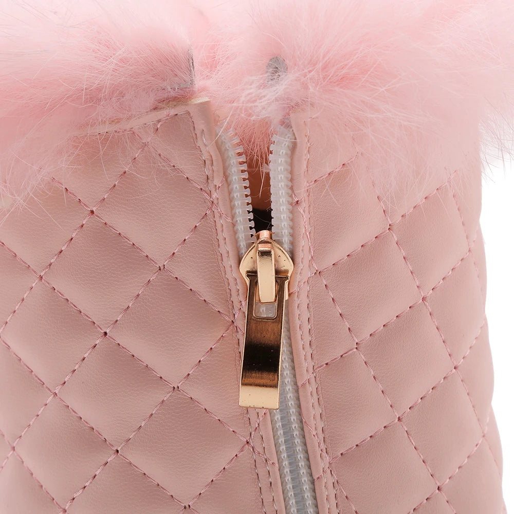 Fashion Women Snow Boots 2025 Winter Boots Height Lncreasing Platform Thick Plush Warm Zip Winter Shoes 34-43 White Pink Black