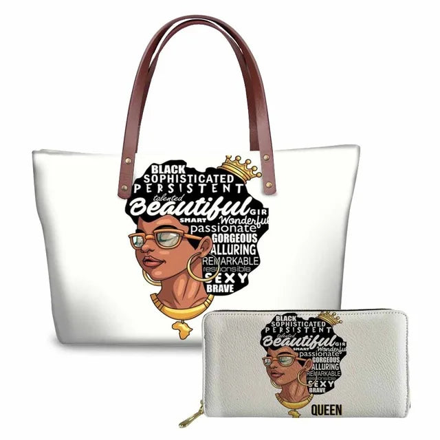 African Women Pattern Black Art African Girl Theme Women Shoulder Bag Handbag Exclusive Printed Handbag for Ladies Bag Handbag