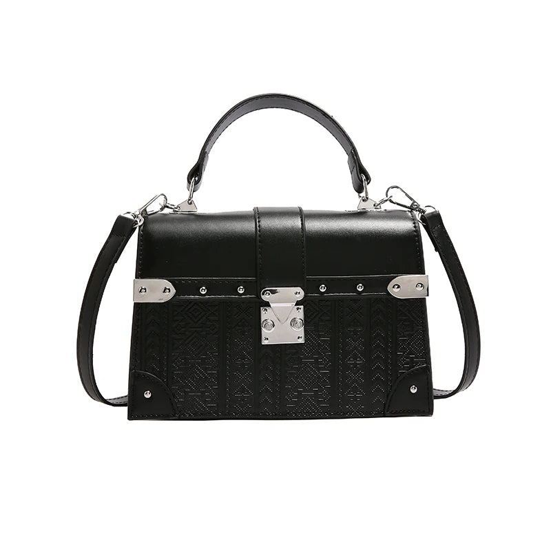 2024 Hot Selling Trend  Luxury  Women's Small Square Bag Fashion Lock Geometric Pattern Shoulder Bag Ladies Handbags