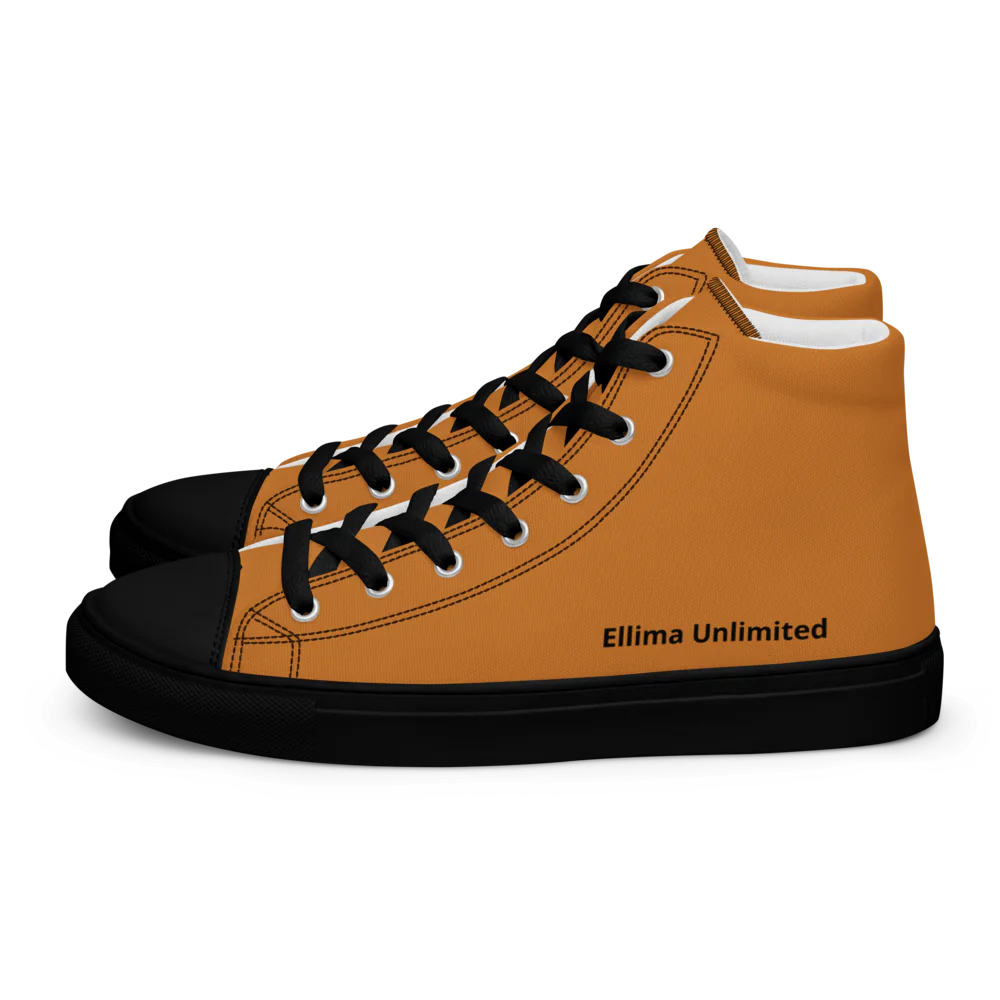 Light Brown Men's High Top Canvas Shoes