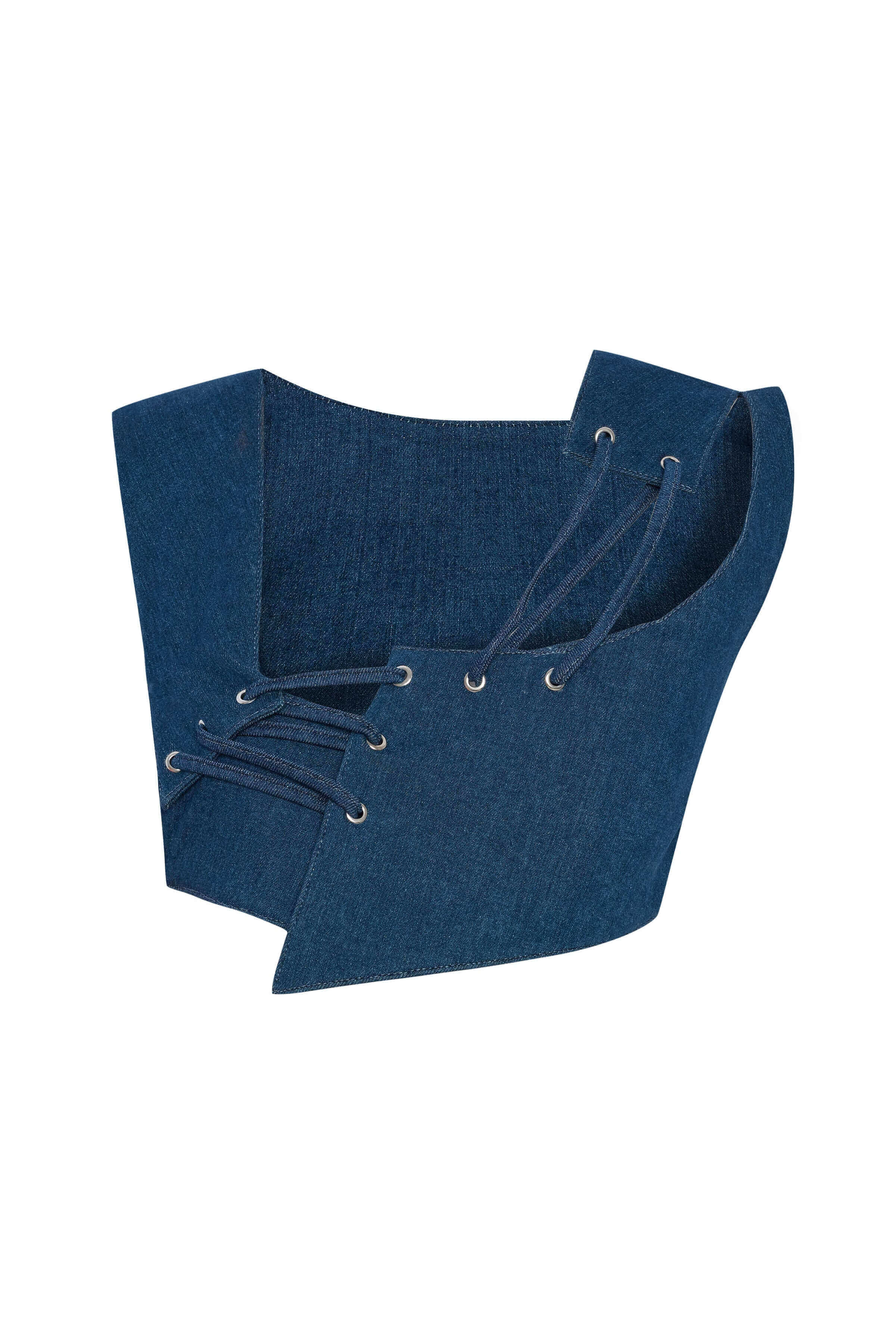 JENDUE Endless Line Denim Crop Top - Unique & Stylish