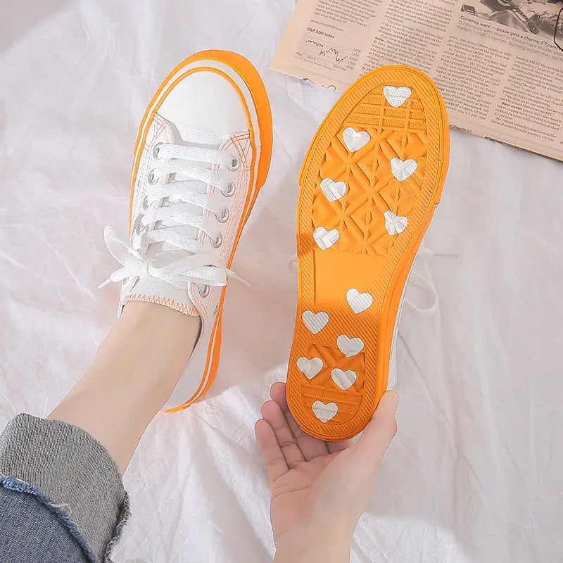 Women's Fashion Canvas Shoes in Candy Orange & White