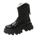 Casual Thick Heel Color Matching Velvet Boots