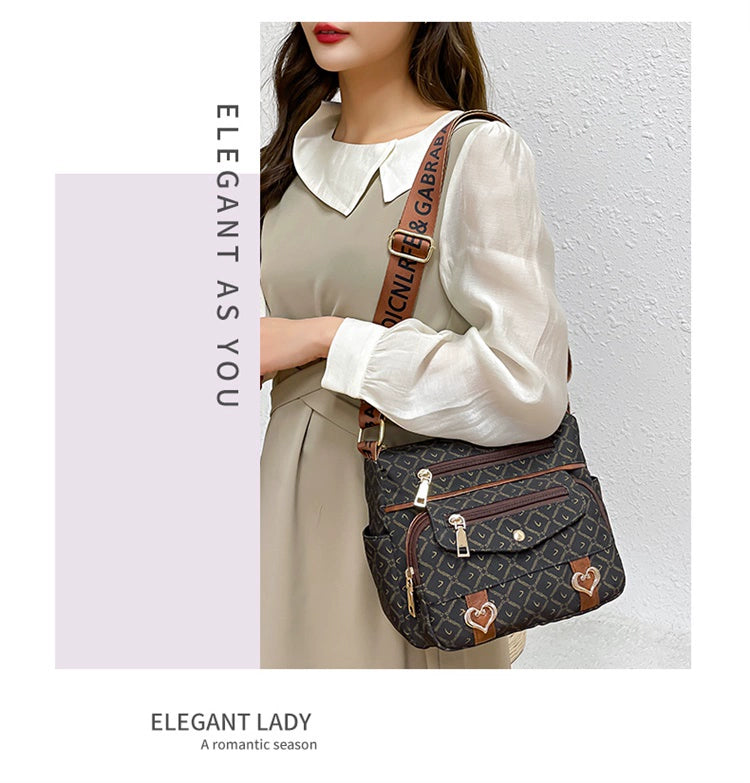 Printed Nylon Bag Crossbody Bag Women's Bag Middle-aged and Elderly Mother's Bag Lightweight Waterproof Shoulder Bag Casual Large Capacity Cloth Bag