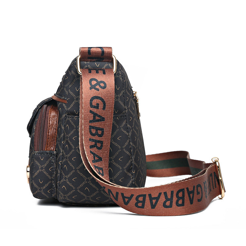 Printed Nylon Bag Crossbody Bag Women's Bag Middle-aged and Elderly Mother's Bag Lightweight Waterproof Shoulder Bag Casual Large Capacity Cloth Bag