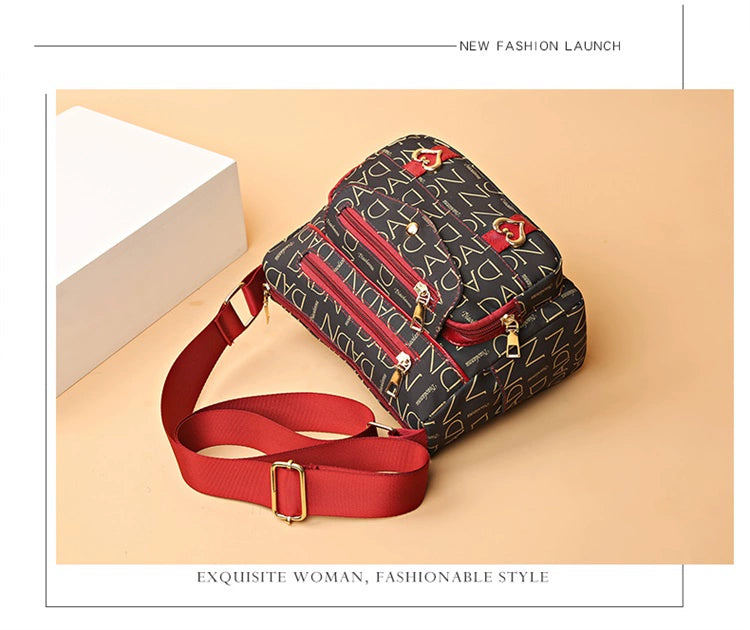 Printed Nylon Bag Crossbody Bag Women's Bag Middle-aged and Elderly Mother's Bag Lightweight Waterproof Shoulder Bag Casual Large Capacity Cloth Bag