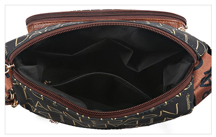 Printed Nylon Bag Crossbody Bag Women's Bag Middle-aged and Elderly Mother's Bag Lightweight Waterproof Shoulder Bag Casual Large Capacity Cloth Bag