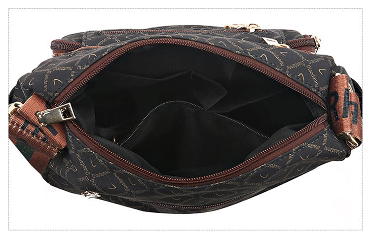 Printed Nylon Bag Crossbody Bag Women's Bag Middle-aged and Elderly Mother's Bag Lightweight Waterproof Shoulder Bag Casual Large Capacity Cloth Bag