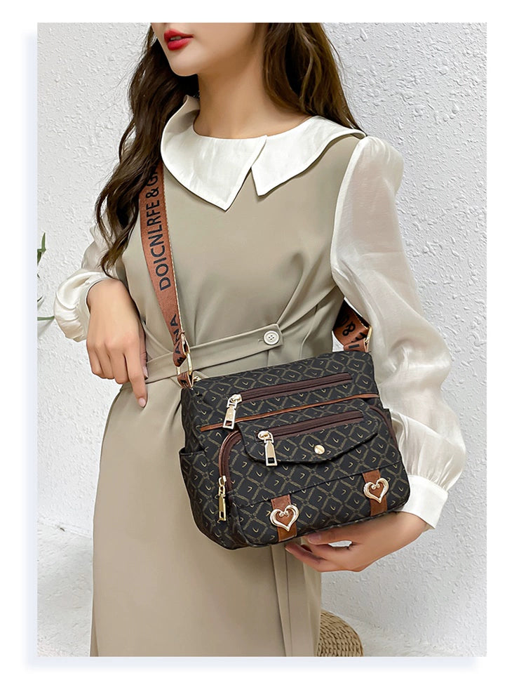 Printed Nylon Bag Crossbody Bag Women's Bag Middle-aged and Elderly Mother's Bag Lightweight Waterproof Shoulder Bag Casual Large Capacity Cloth Bag