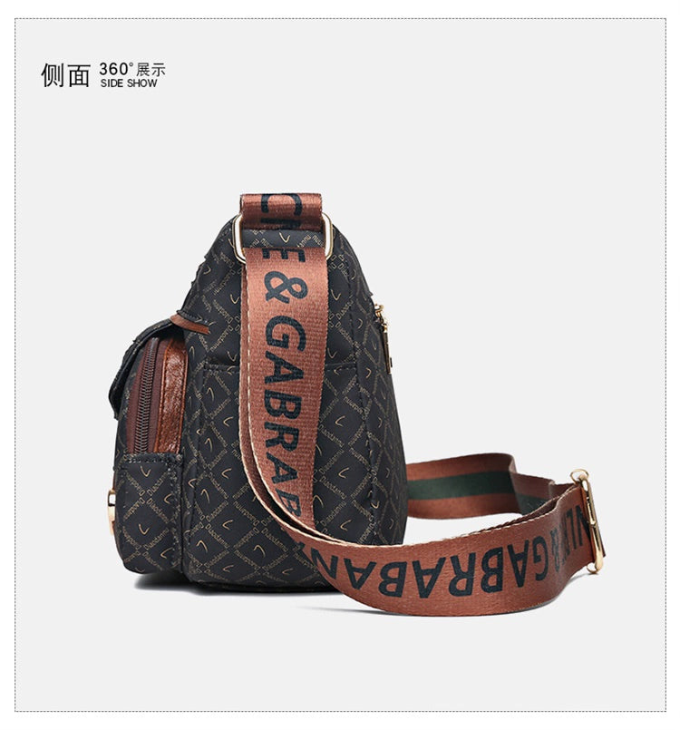 Printed Nylon Bag Crossbody Bag Women's Bag Middle-aged and Elderly Mother's Bag Lightweight Waterproof Shoulder Bag Casual Large Capacity Cloth Bag