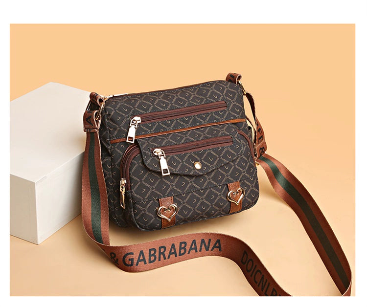 Printed Nylon Bag Crossbody Bag Women's Bag Middle-aged and Elderly Mother's Bag Lightweight Waterproof Shoulder Bag Casual Large Capacity Cloth Bag