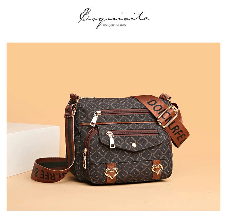 Printed Nylon Bag Crossbody Bag Women's Bag Middle-aged and Elderly Mother's Bag Lightweight Waterproof Shoulder Bag Casual Large Capacity Cloth Bag
