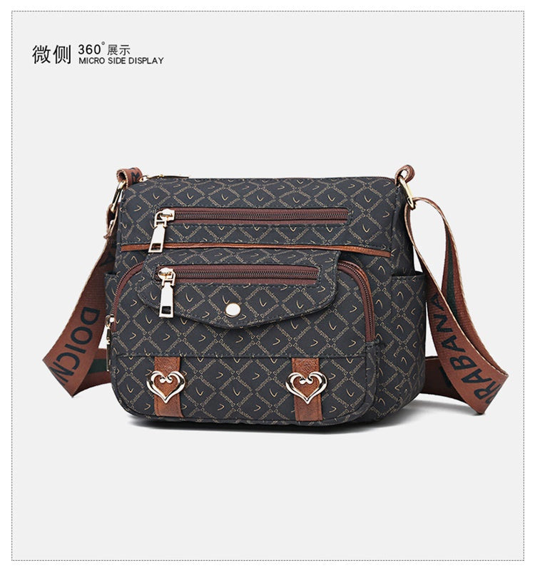 Printed Nylon Bag Crossbody Bag Women's Bag Middle-aged and Elderly Mother's Bag Lightweight Waterproof Shoulder Bag Casual Large Capacity Cloth Bag