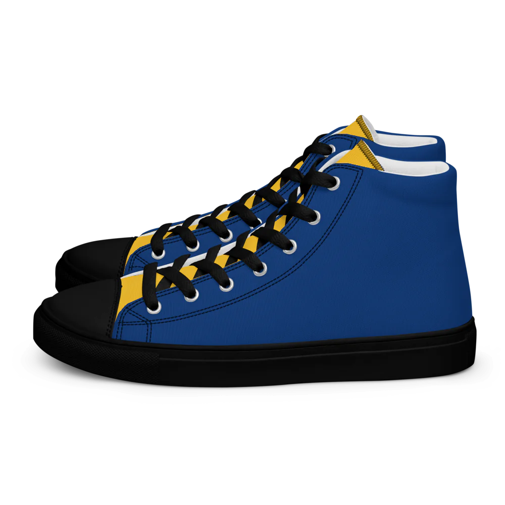 Blue and Gold Men's High Top Canvas Shoes