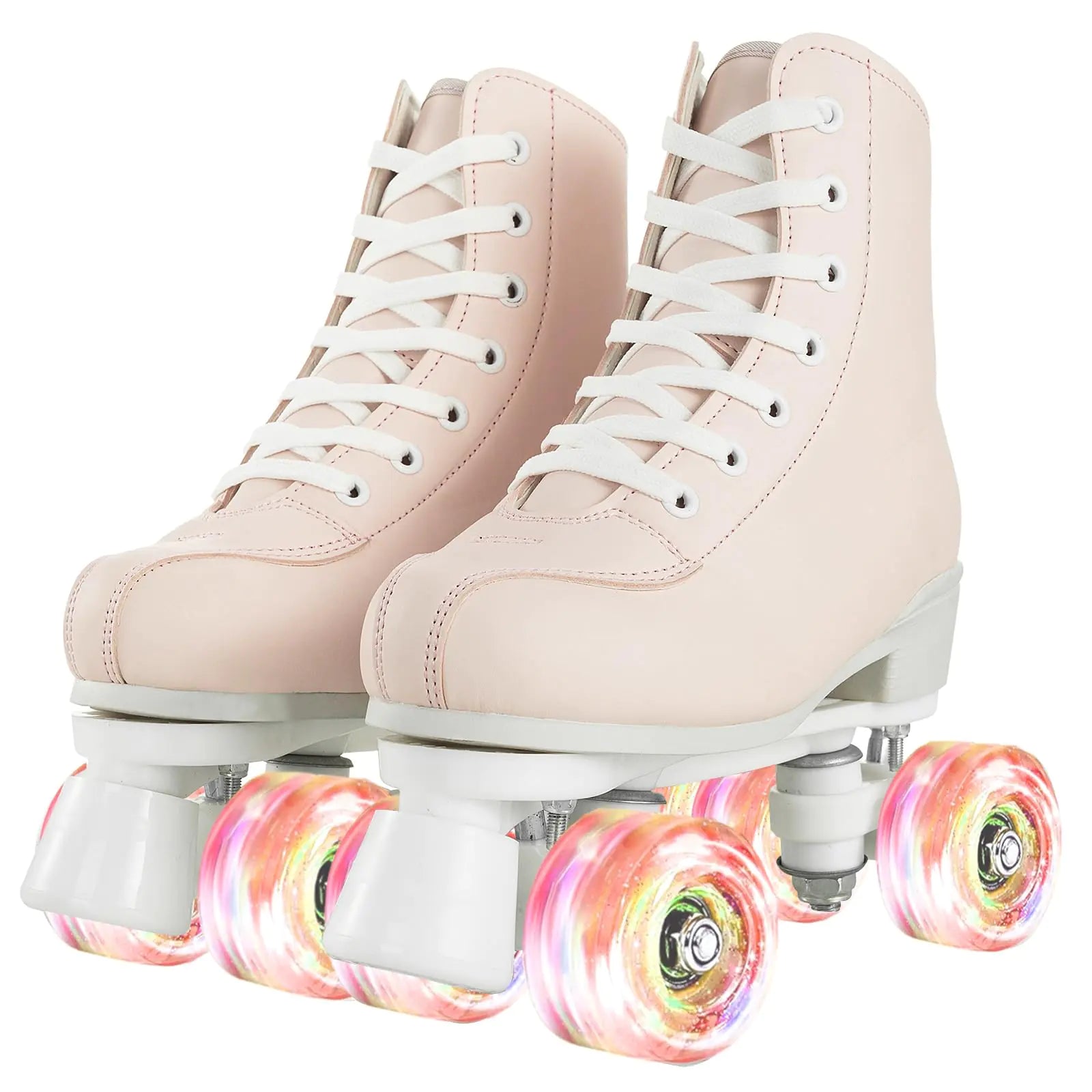 Beuway Womens Roller Skates PU Leather Roller Skates Indoor Outdoor Shiny Roller Skates for Girls or Boys Ages 8-12- Upgrade Color (40-Men:8-Women:6.5)