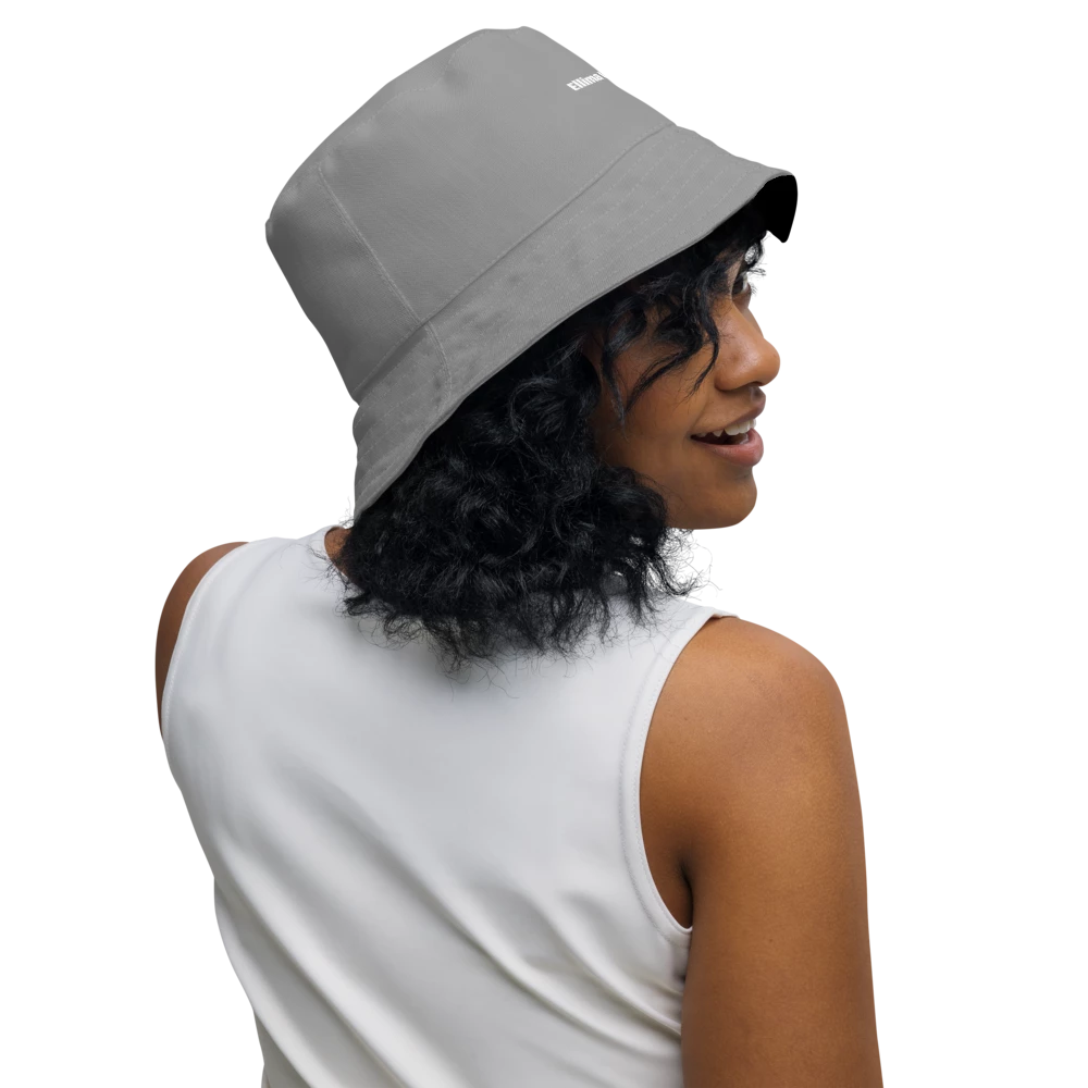 Gray and Black All-Over Print Reversible Bucket Hat